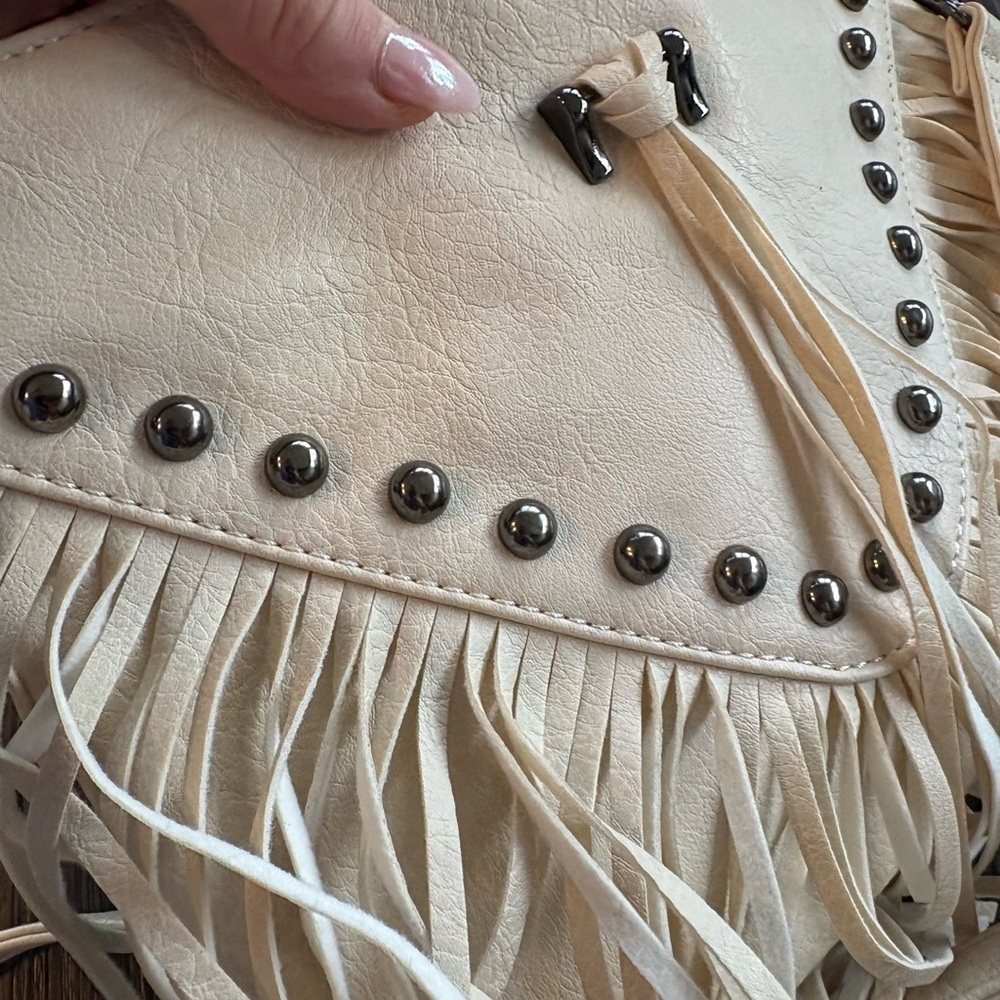 Fringe Y2K cream studded shoulder/ crossbody bag - Picture 8 of 8